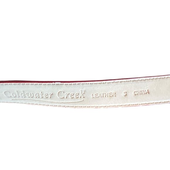 Coldwater Creek Red Leather Embossed Belt Silver-Tone Buckle Western Style Small - Picture 5 of 5